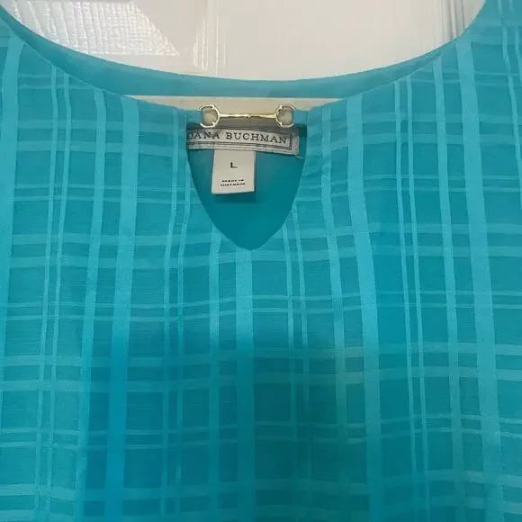 DANA BUCHMAN Women's Textured Print Sleeveless Blouse- Size L - Picture 3 of 11